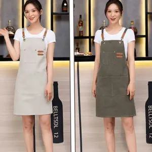 바리스타 카페 앞치마 북유럽 플로리스트 남녀공용 캔버스 앞치마 작업용 주방 요리 유니폼 카페