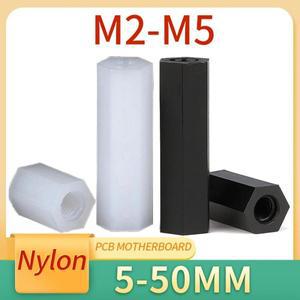 나일론 플라스틱 육각 스레드 PCB 마더보드 스페이서 암 암으로 스탠드오프 블랙 화이트 M2 M3 M4 10 20 50