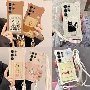 갤럭시 s26 s25 s24 s23 울트라 플러스 귀여운 캐릭터 미니 카드 수납 지갑 로프 스트랩 목걸이 케이스