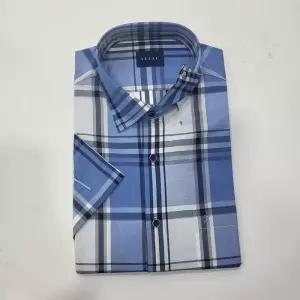 [예작]면혼방 캐주얼 체크 남방 반팔 일반핏(루미) 노타이굿 밑단일자  스냅버튼 A286