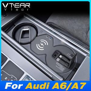 Audi A6 C8 /A7 S6 2019-2023 Type-C 멀티 포트 고속 휴대 전화 충전 어댑터가있는 차량용 무선 충전기 Car