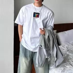 [피팅남]남자 리엘 박스 오버핏 여름 16수 면 나염 반팔티