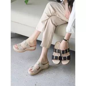 [하프클럽/]글리터 웨지 쿠션 뮬 슬리퍼 6cm