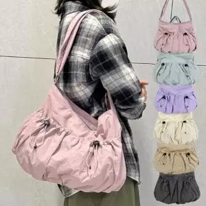 [다잇템]여자 대용량 나일론 투포켓 데일리 숄더백