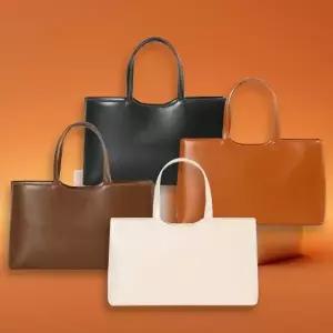 [다잇템]여자 사계절 베이직 미니멀 인조가죽 토트백