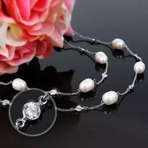 [하프클럽/]브라이트 진주 목걸이 퓨어 펄 진주목걸이 실버