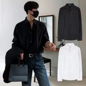 남자 오버핏 드레프트 베이직 여름 긴팔 셔츠