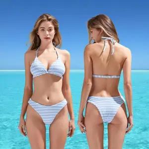 [옷자락]여자 모던 마린 스트라이프 투피스 수영복