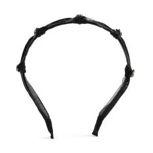 [콩심팥심]큐빅 머리띠 블랙 슬림 동안코디 플라워 여성용