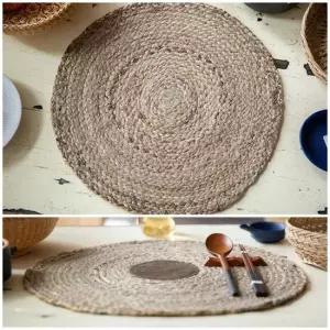 마 가죽 원형 테이블 매트 42cm 테이블웨어 패브릭 가죽