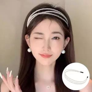 진주 3줄 공주 여신 헤어 머리띠 밴드