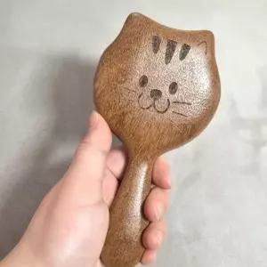 고양이 두피 마사지 빚 괄사 원목 림프 지압