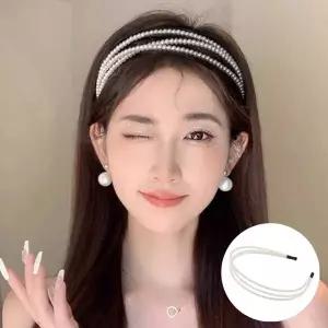 진주 3줄 공주 여신 헤어 머리띠 밴드