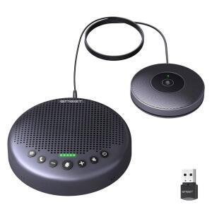 EMEET 컨퍼런스 스피커 및 마이크, /8+1 마이크, 360 음성 픽업, 노이즈 리듀스, 14인용 블루투스 /USB /동글 스피커폰, 25인용 데이지 체인, 호환 가능한 /선도 플랫폼, 2025 버전