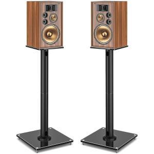 YOMT 유니버설 스피커 스탠드, 서라운드 사운드용 페어, 케이블 매니지먼트와 함께하는 28인치 바닥 스피커 스탠드, 22파운드 책장 스피커 위성 스피커, 1페어