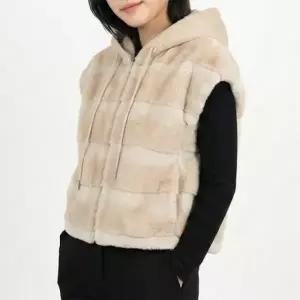 1005661 페이크퍼 베스트 밍크 후드 조끼 모자 탈부착