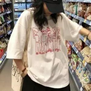 여성 캐주얼 프린팅 박스 반팔 오버핏 루즈핏 티셔츠