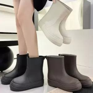 여성 베이직 무지 레인부츠 중목장화 장마철 방수 신발