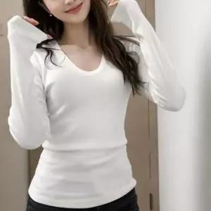 여성 도톰한 두께 U넥 베이직 긴팔티 겨울 이너 1P 기본 티셔츠 데일리