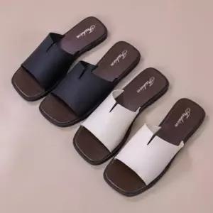 여성 컷 스퀘어 슬라이드 샌들 스트랩 슬리퍼 신발