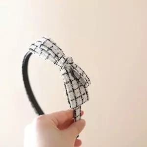 트위드 리본 머리띠 체크 여성 헤어밴드 꾸안꾸