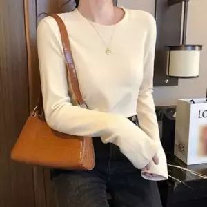 여성 피치 라운드 긴 기모 데일리 팔 티