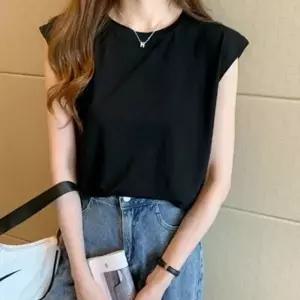 여름 베이직 티셔츠 여성 민소매 데일리 캡 루즈핏