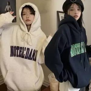 기모 루즈핏 맨투맨 여성 캐주얼 겨울 후드 티셔츠