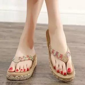 여름 데일리 바캉스 플립플랍 여성 보헤미안 슬리퍼 쪼리슬