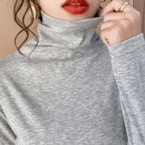 슬림핏 기본 반폴라 데일리 티셔츠 여성 하프넥 폴라티