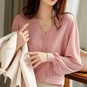 니트 퍼프 루즈핏 간절기 가을 여성 데이트 캐주얼 소매 블라우스