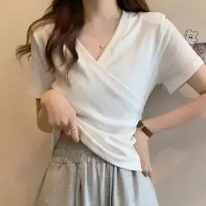 V넥 티셔츠 여자슬림핏티셔츠 여성브이넥 여자브이넥