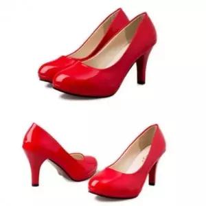 여성 7cm 미들 힐 가보시 펌프스 애나멜 정장 구두