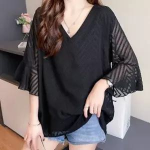 브이넥 여름 여성 반팔 루즈핏 캐주얼 블라우스 데일리