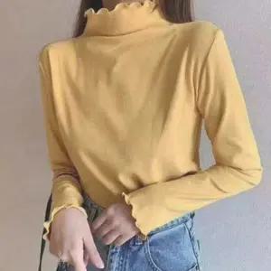 여성 컬러 부드러운 반폴라 긴팔티 1P 데일리 간절기 겨울 티셔츠 이너