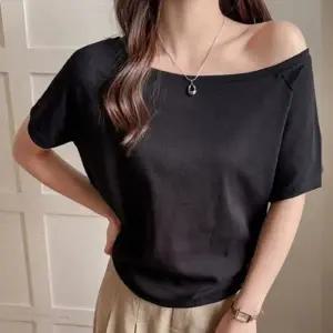 여성 언발 오프숄더 무지 반팔티 1P 루즈핏 보트넥 여름 패션 티셔츠