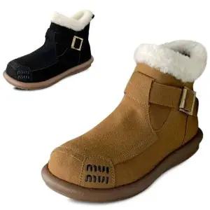 [카미엣뮤즈]벨트 퍼 트리밍 앵클부츠_KM24w163