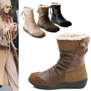 [카미엣뮤즈]뒷리본 콤비 셔링 퍼 부츠_KM22w213