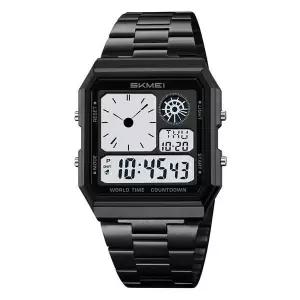 월드 타임 메탈 남성 정장 디지털 전자 손목 시계