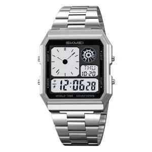 디지털 전자 월드 타임 정장 남성 메탈 손목 시계