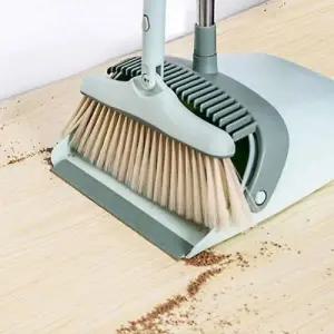 (색상 스탠드윙 빗자루 세트 그린)세트 롱 클린 청소용품 쓰레받기 빗자루