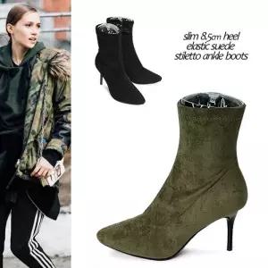 [카미엣뮤즈]스틸레토 스웨이드 앵클 힐 부츠_KM19w227