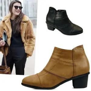 [카미엣뮤즈]kami et muse 스티치 커넥트 미들힐 앵클부츠_KM15w334