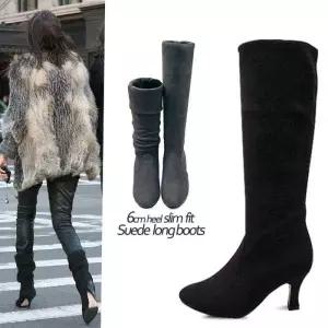 [카미엣뮤즈]kami et muse 슬림 핏 스웨이드 롱부츠_KM16w211