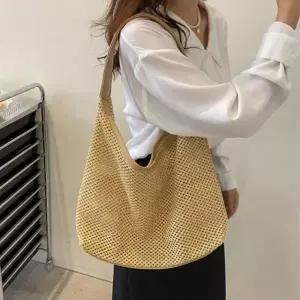 [다잇템]여자 라탄 레더 포인트 데일리 숄더백