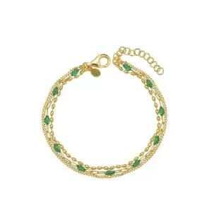 925 실버 이태리 체인 은팔찌 그린 트리플