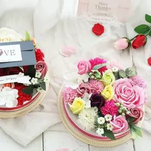 카네이션원형케익 레드 어버이날 꽃다발상자 선물 선물용 조화 스승의