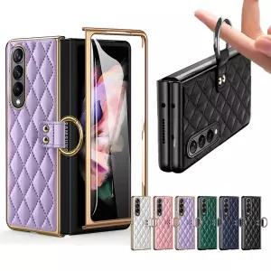 갤럭시 z폴드 6 5 4 3 예쁜 퀼팅 가죽 링 손잡이 액정보호 필름 전면 풀커버 하드 지폴드 제트폴드 케이스