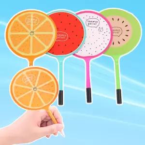 부체 동물 수박 볼펜 부채 푸바오 캐릭터 과일 원형 그림 휴대용 미니 여름 디자인