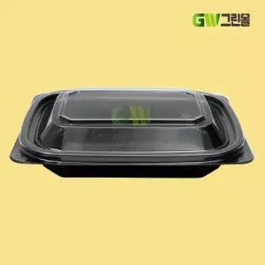 사각 반찬용기 1511 소 TY-201 검정 600개 용기+뚜껑 세트 / TY